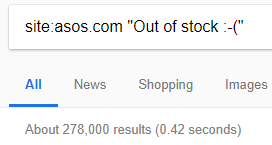 asos out of stock